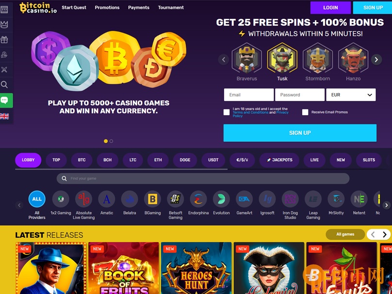 Bitcoin Casino Homepage