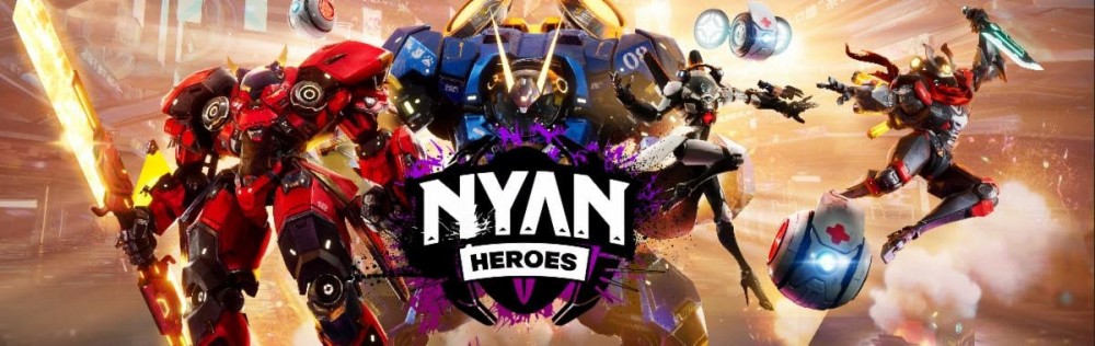 Nyan Heroes 角色与机器人 Genesis Guardians 战斗的图像