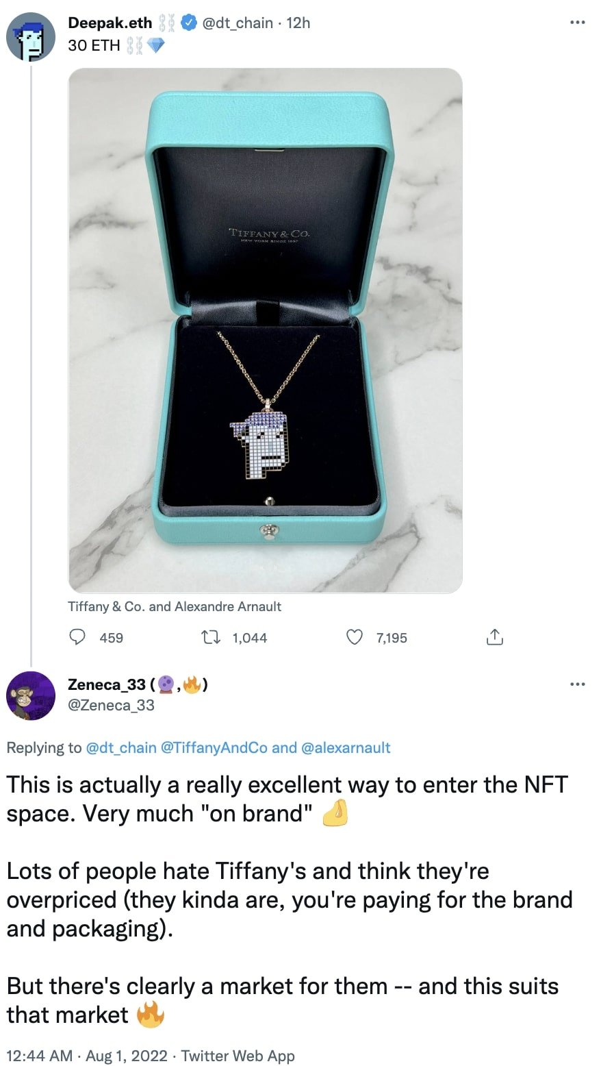 关于 NFTiff、Tiffany & Co. NFT 的推文