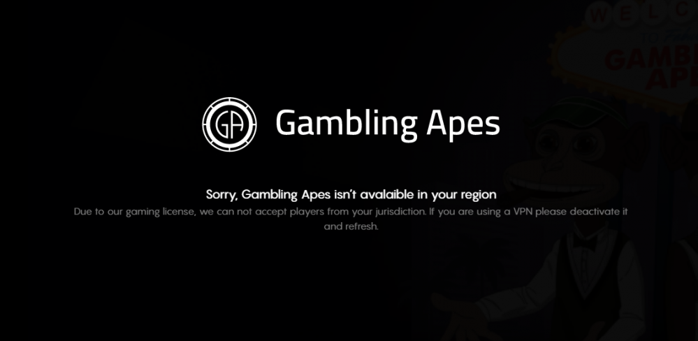 Gambling Apes 的区域拦截消息