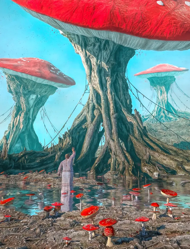 迷幻色彩的巨型蘑菇图片 Christie's NFT 拍卖