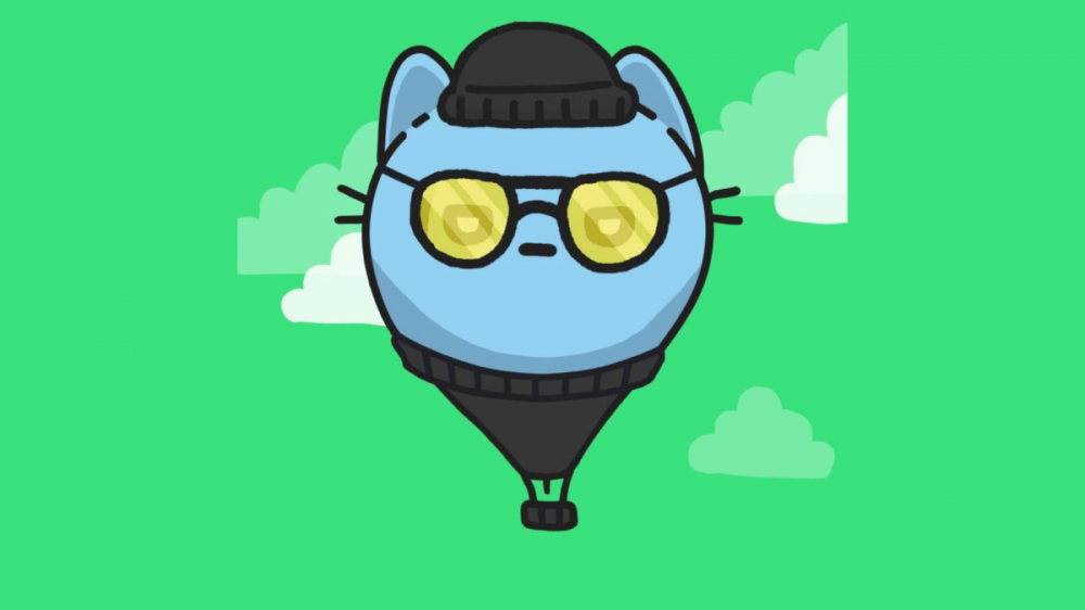 酷猫 NFT 的动画图像作为游行气球