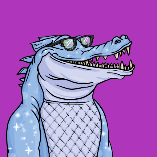 紫色背景中戴着眼镜的浅蓝色 Warrior Crocs NFT